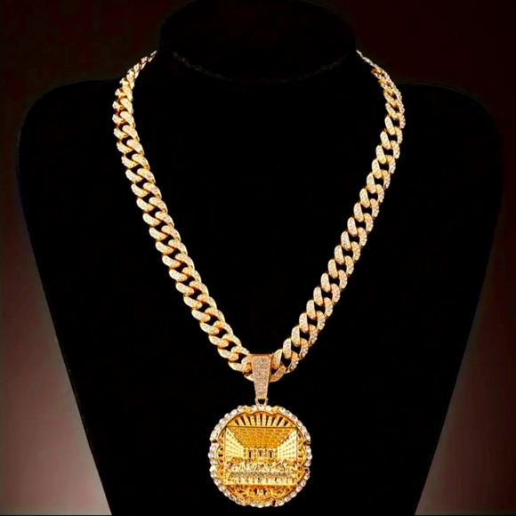 Galinas Other - Hip-Hop Rhinestone Cuban Chain Necklace – 18K Gold Plated, 50cm, Avant-Garde